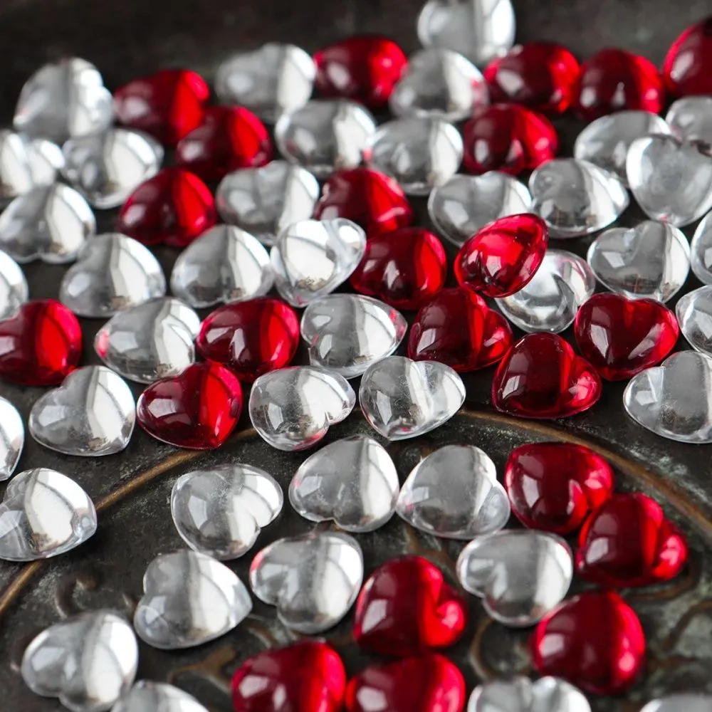 кабошон акриловый "харт", сердечко, цветовой микс, 12x12x5 мм