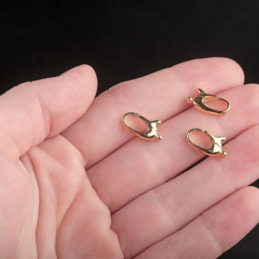 замочек-карабин "овал", позолота, 13.5x8x3 мм