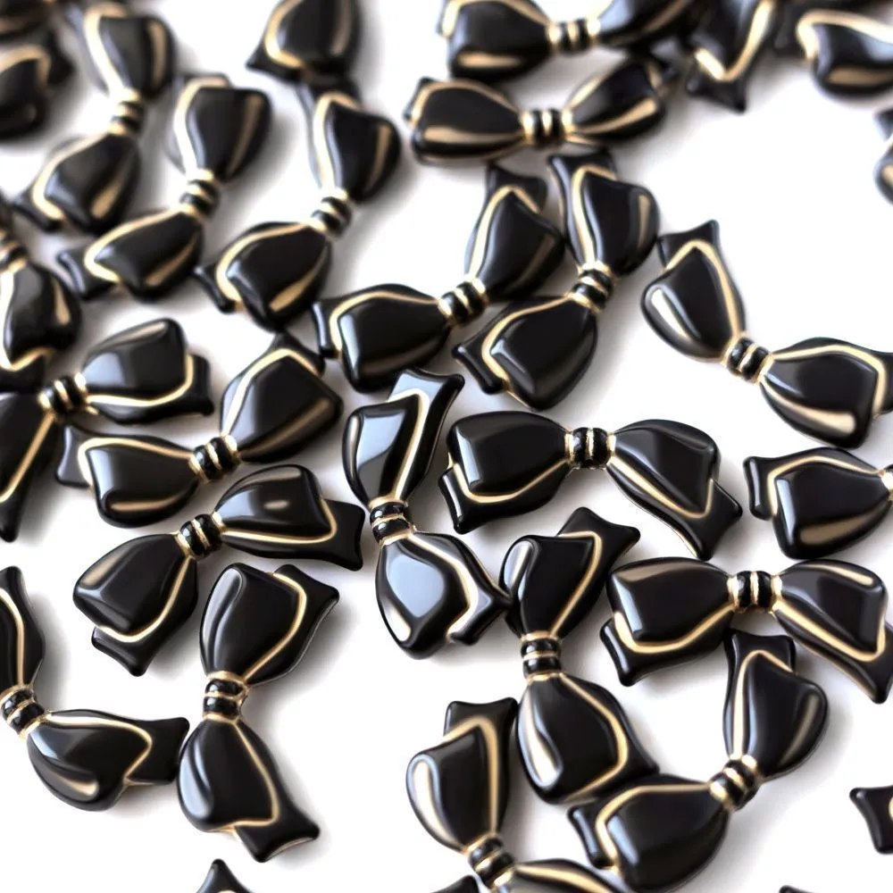 бусина, акрил "бантик-антик", цвет чёрный, 13.5x29x6 мм