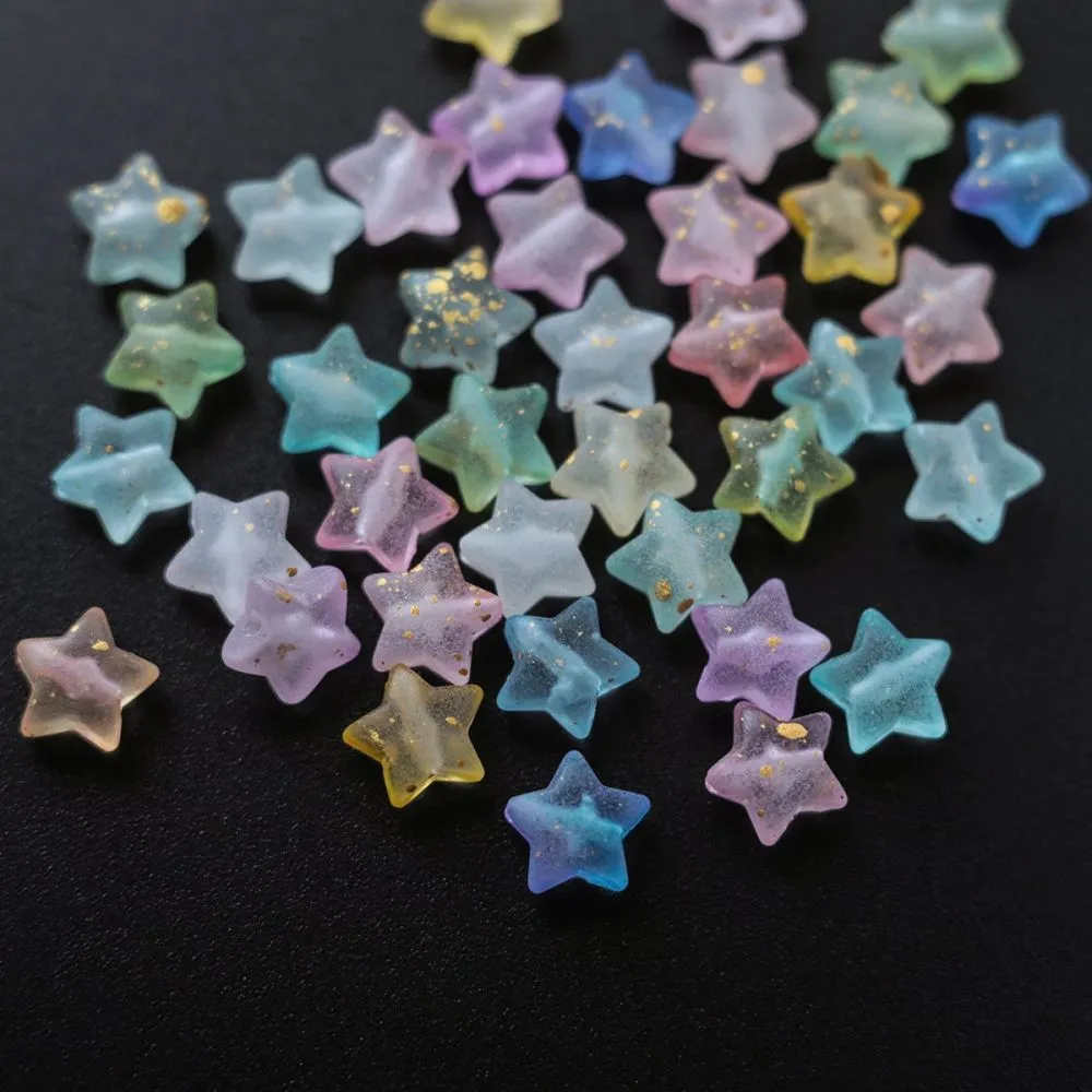 бусина, акрил "звездочка", матовая с фойлом, пастельный микс, 9x10x5 мм