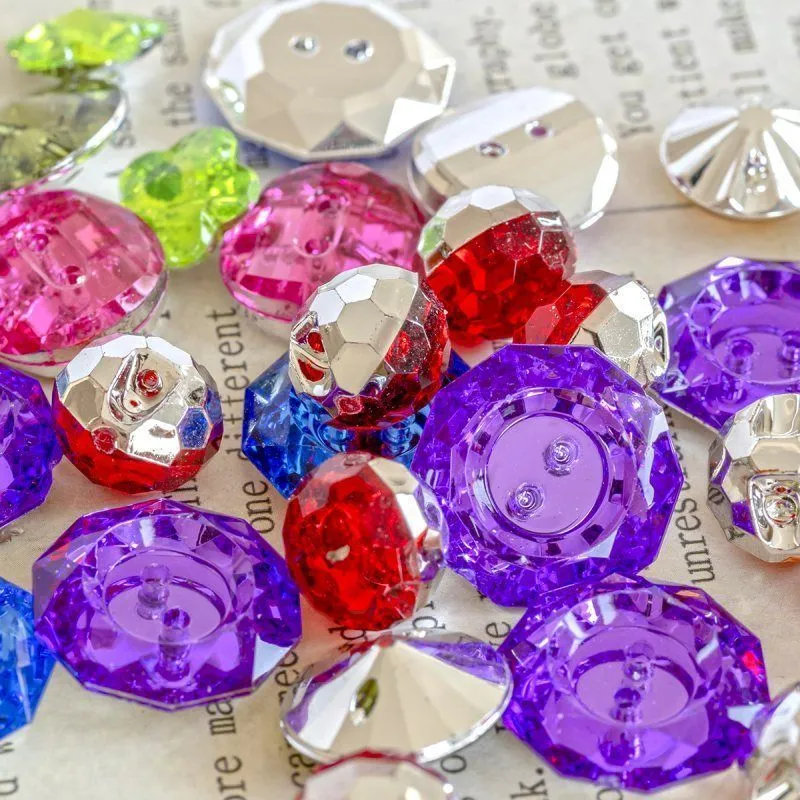 бусина-пуговица "грани", акрил, цветовой и размерный микс