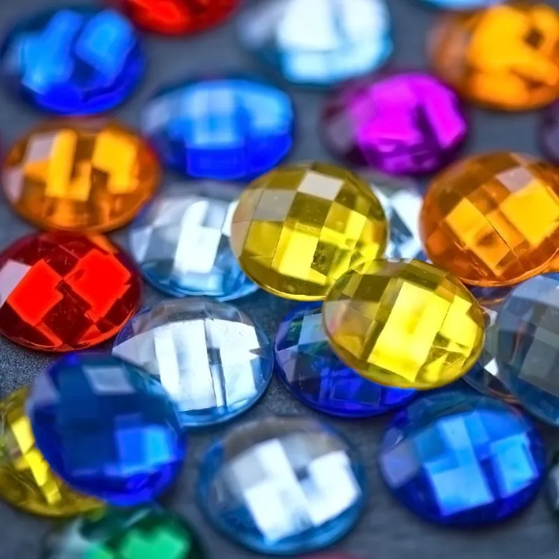 кабошон акриловый "грани", круглый, цветовой микс, 22х6.5 мм