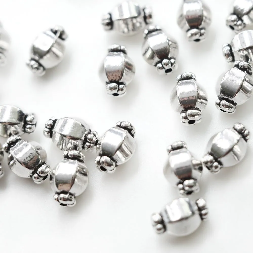 бусина, металл "бонбон", цвет античное серебро, 10х7 мм