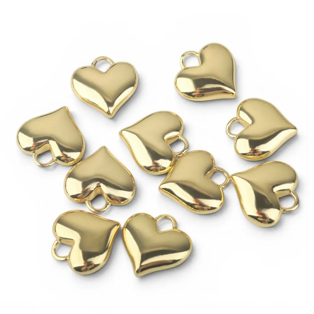 подвеска металл "сердечко", позолота, 16.5x17x6.5 мм