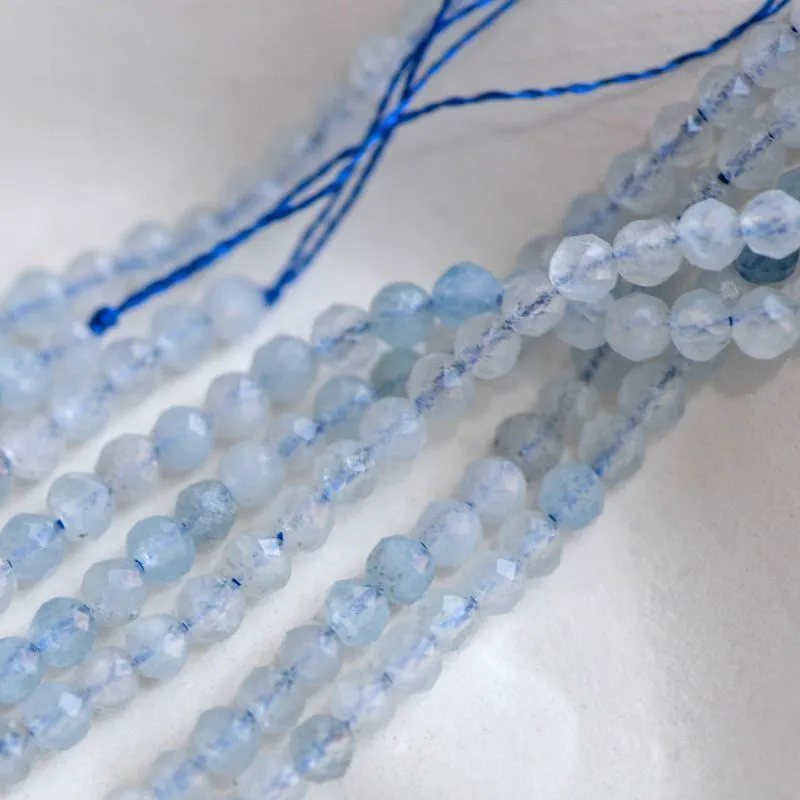 бусина аквамарин, граненая, цвет голубой, 3 мм, стренд 39 см
