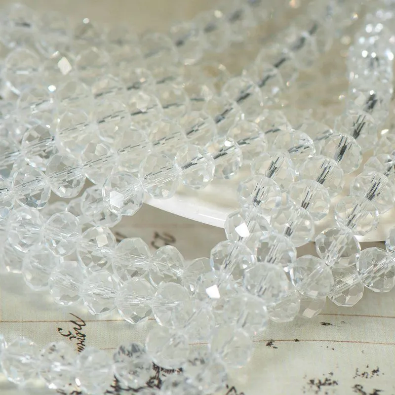 бусина, стекло абакус 8, граненая, цвет прозрачный, 8х6 мм