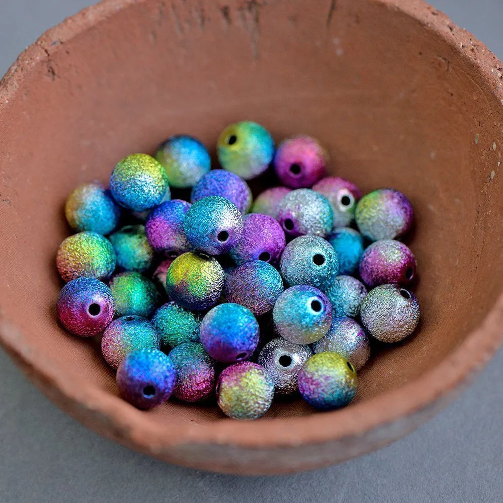 бусина, акрил "бензин", цветовой микс, 10 мм