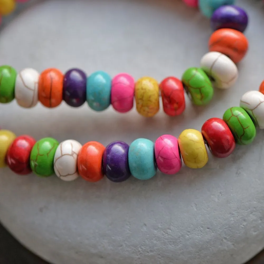 бусина говлит синтетический "хейши", плоская, цветовой микс, 10х6 мм