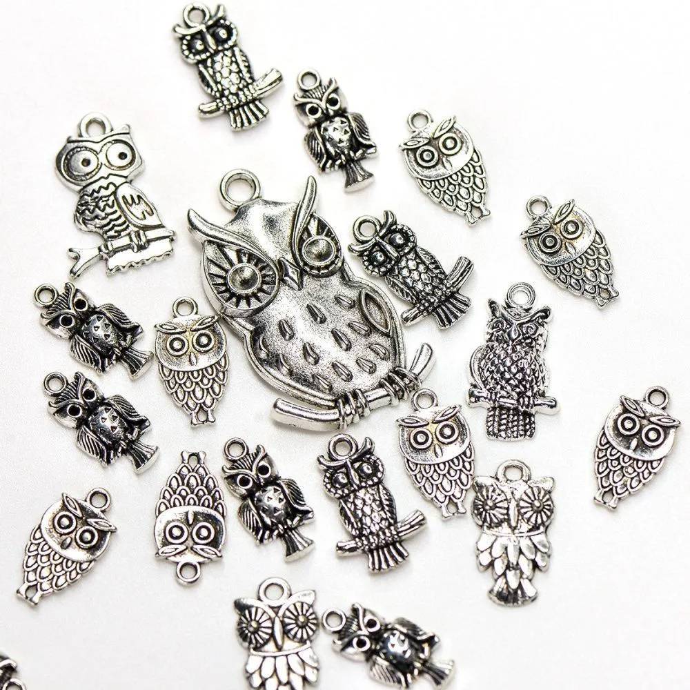 микс металлический из подвесок "совы", цветовой и размерный микс (уп 20 г)