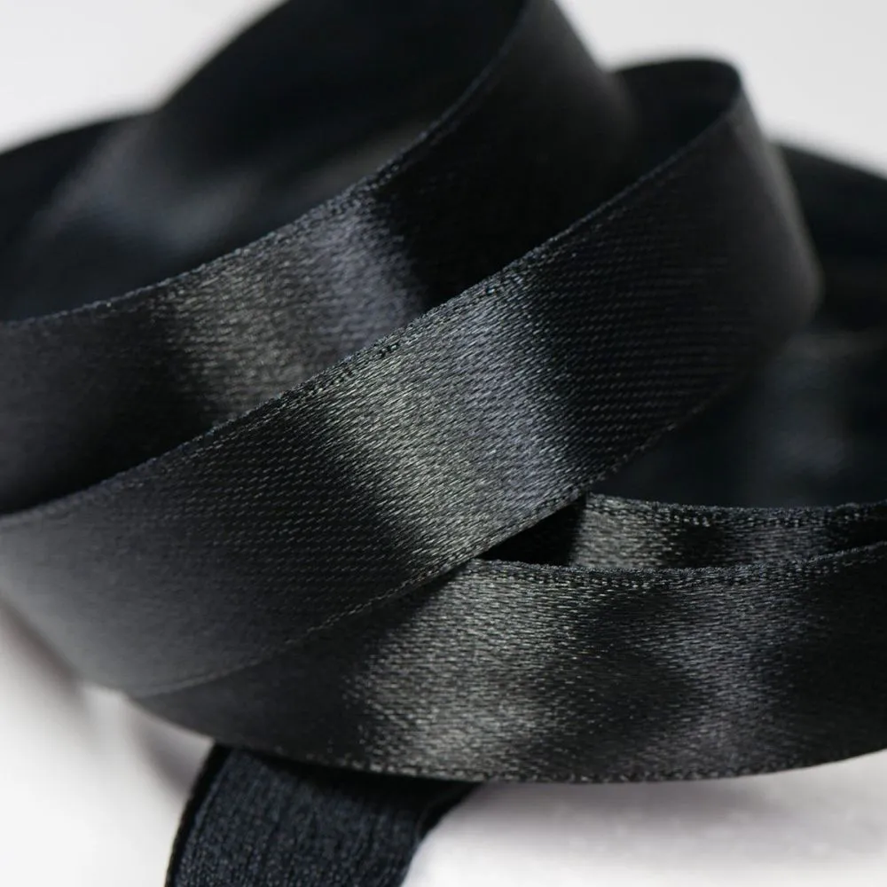 лента, атлас цвет черный, ширина 15 мм ленты