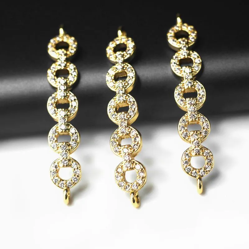 коннектор "анелли", позолота/циркон, 6x33x2.5 мм