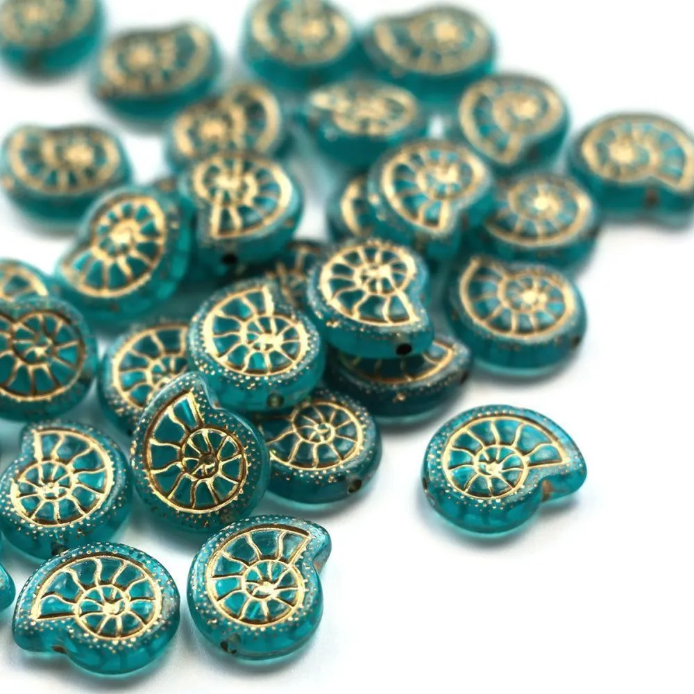 бусина, акрил "раковина", цвет бирюзовый, 18.3x15.5x5.5 мм