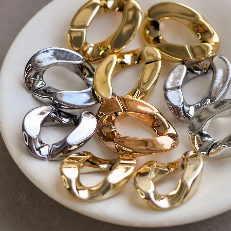 подвеска акриловая "звено №5", цветовой микс металлик, 30x21x6 мм