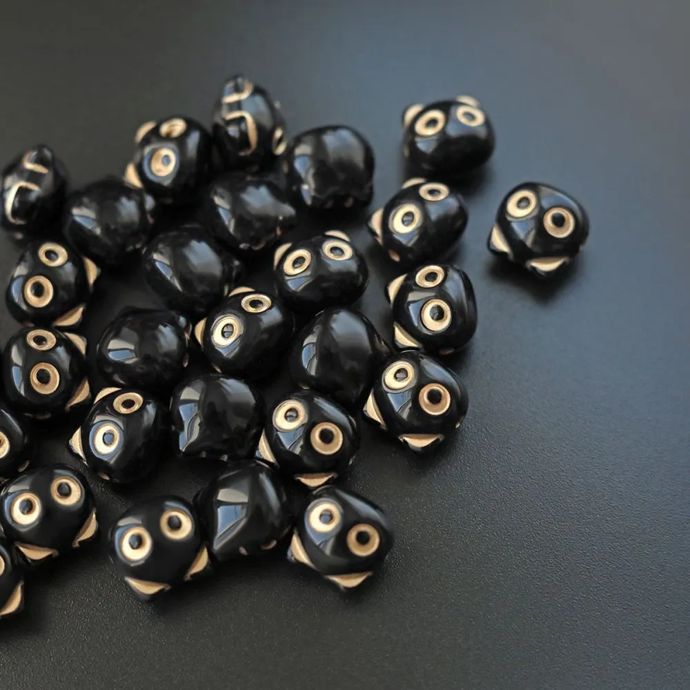 бусина, акрил "котик-антик", цвет чёрный, 12.5x13x11 мм