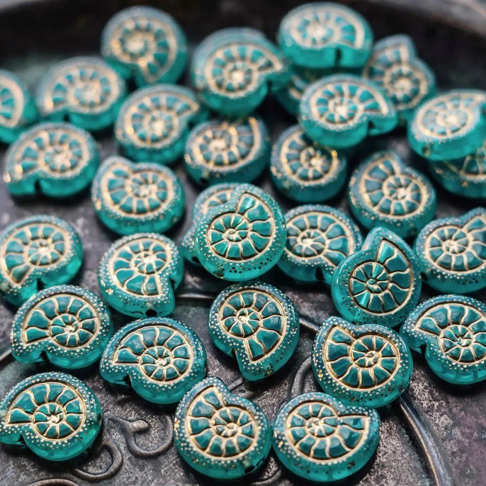 бусина, акрил "раковина", цвет бирюзовый, 18.3x15.5x5.5 мм