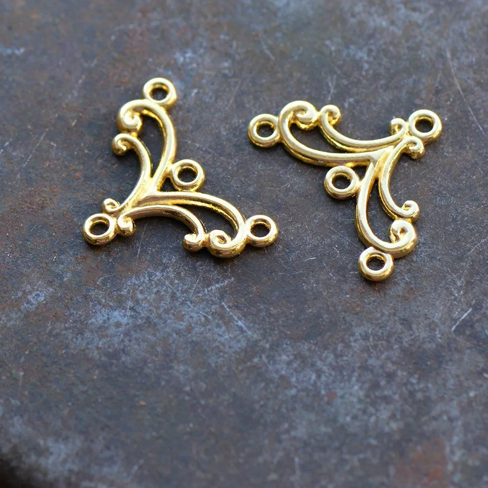 коннектор "завитушки", цвет золото, 27х21х1.5 мм