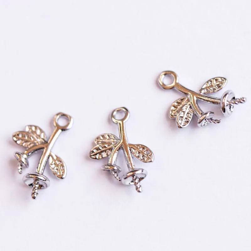 бейл-подвес "веточка", цвет платина, 11x9.5x3.5 мм