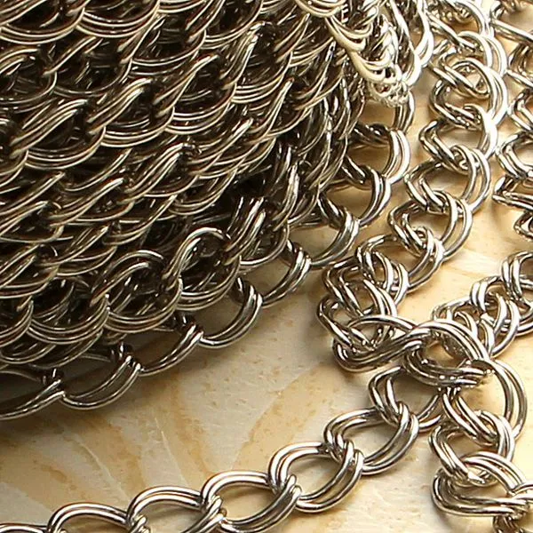 цепочка "дабл", цвет платина, звено 8х6.8 мм