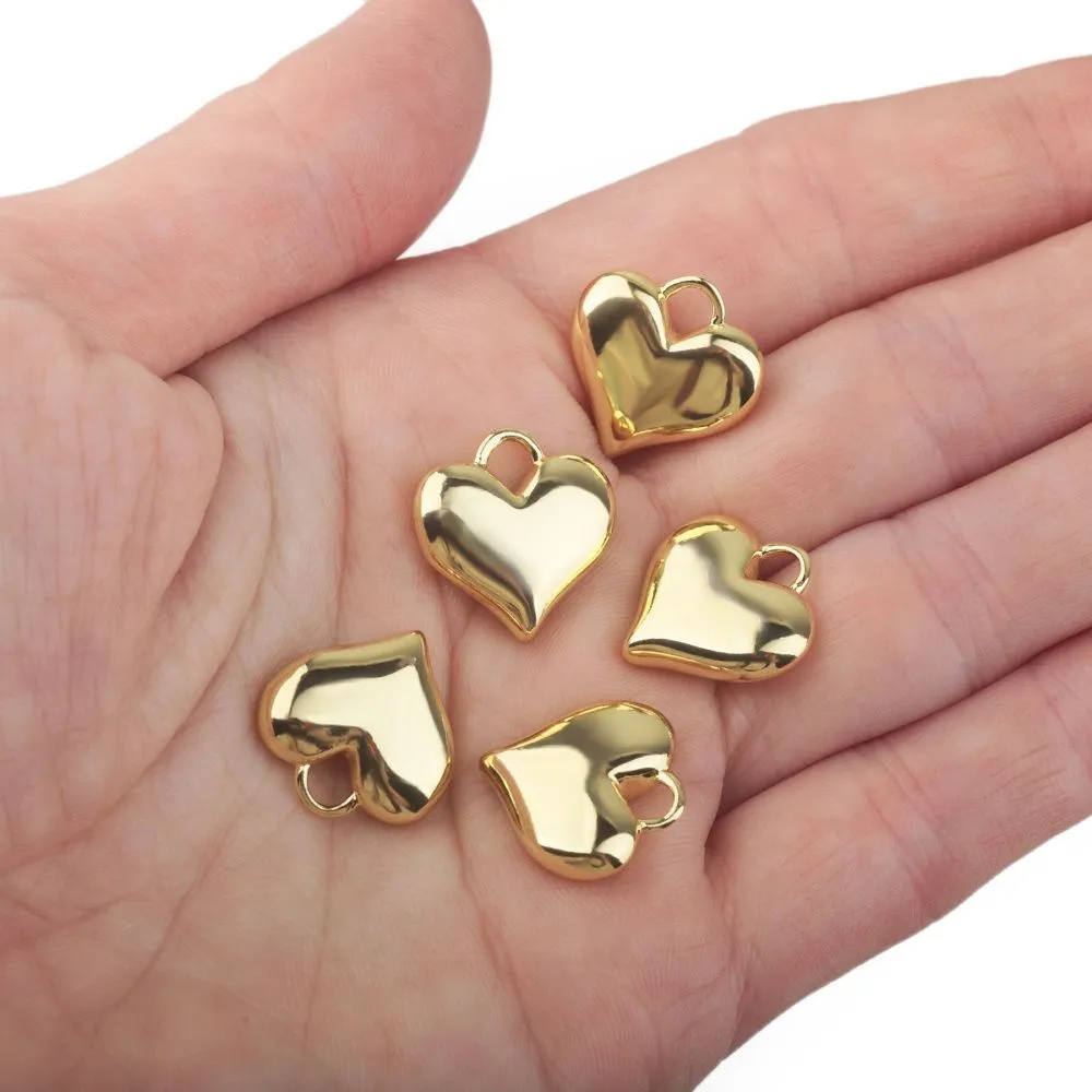 подвеска металл "сердечко", позолота, 16.5x17x6.5 мм