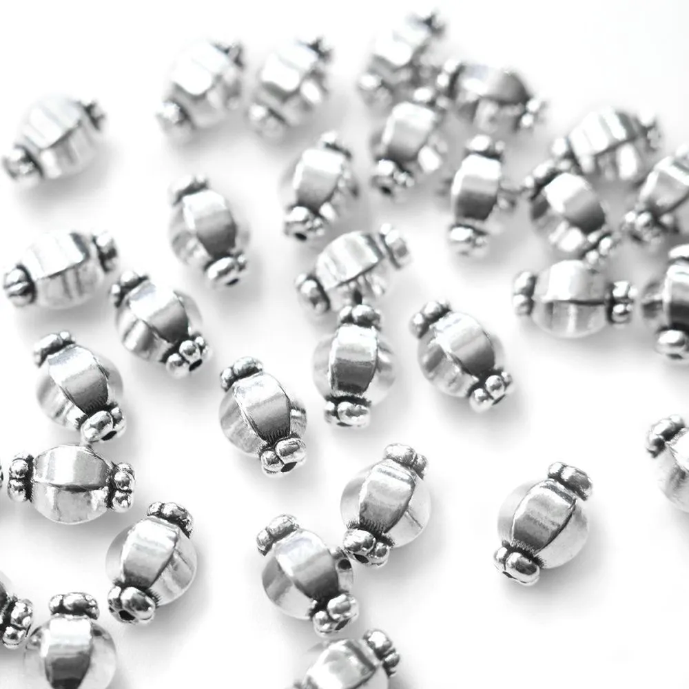 бусина, металл "бонбон", цвет античное серебро, 10х7 мм