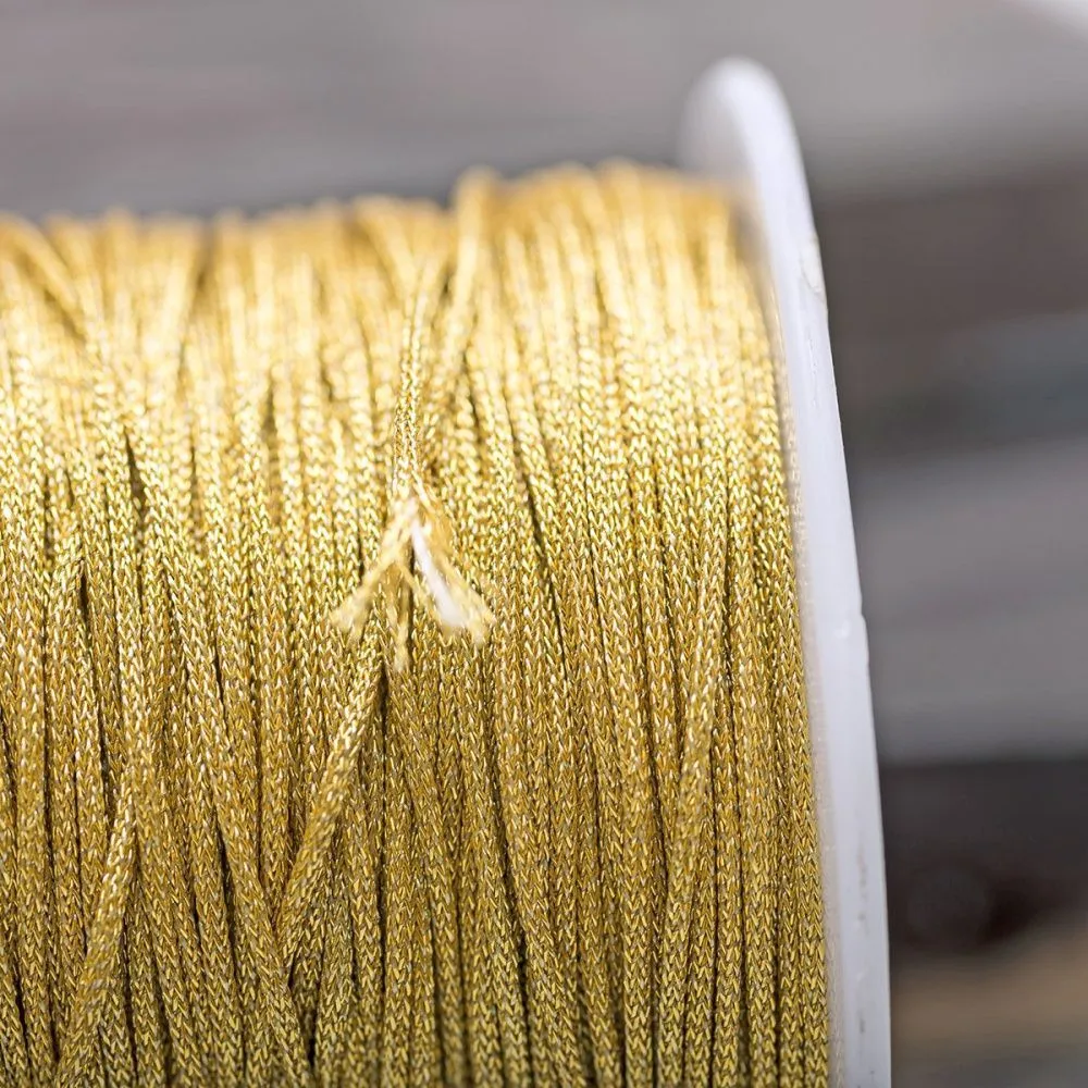 шнур нейлоновый, металлик, цвет золото, 0.8-0.9 мм
