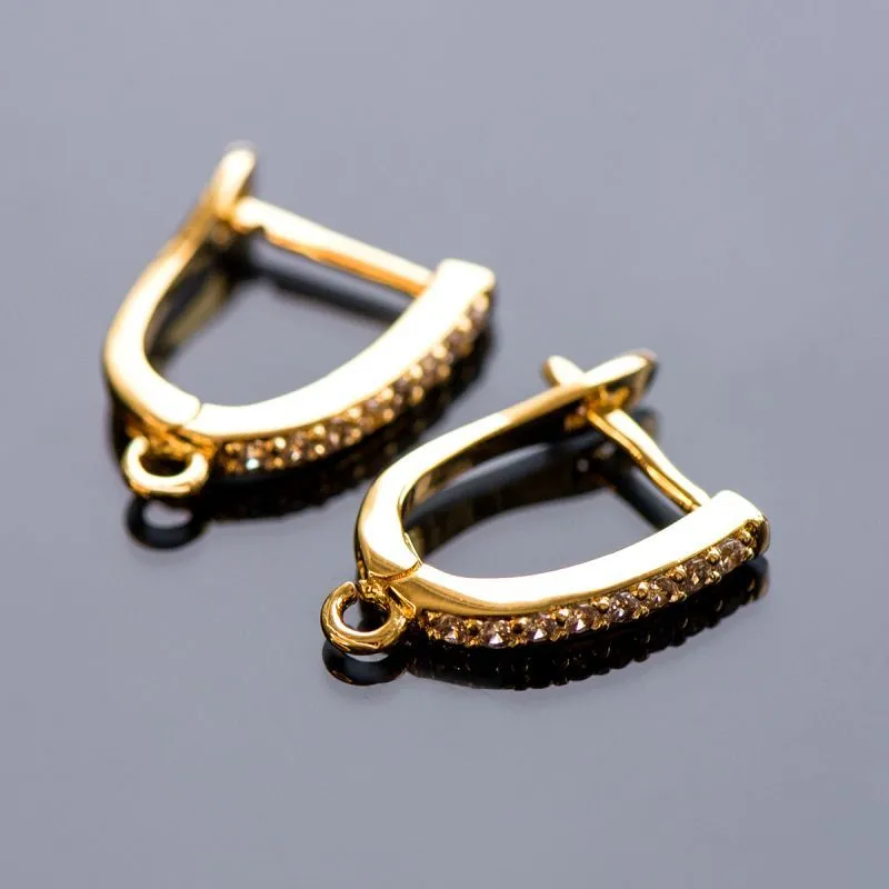 швензы "адель", с цирконием, позолоченные, 19x12.5x2 мм 