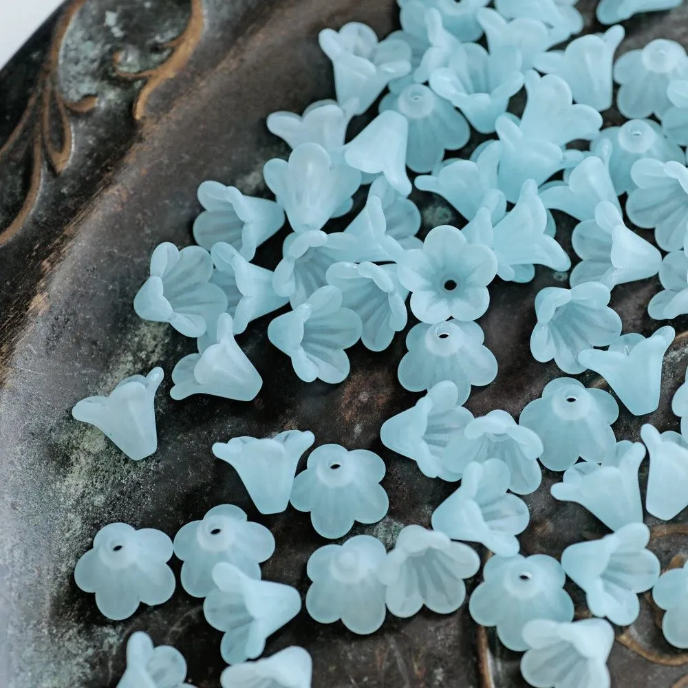 бусина, акрил "колокольчик", матовая, цвет аквамарин, 14x10 мм