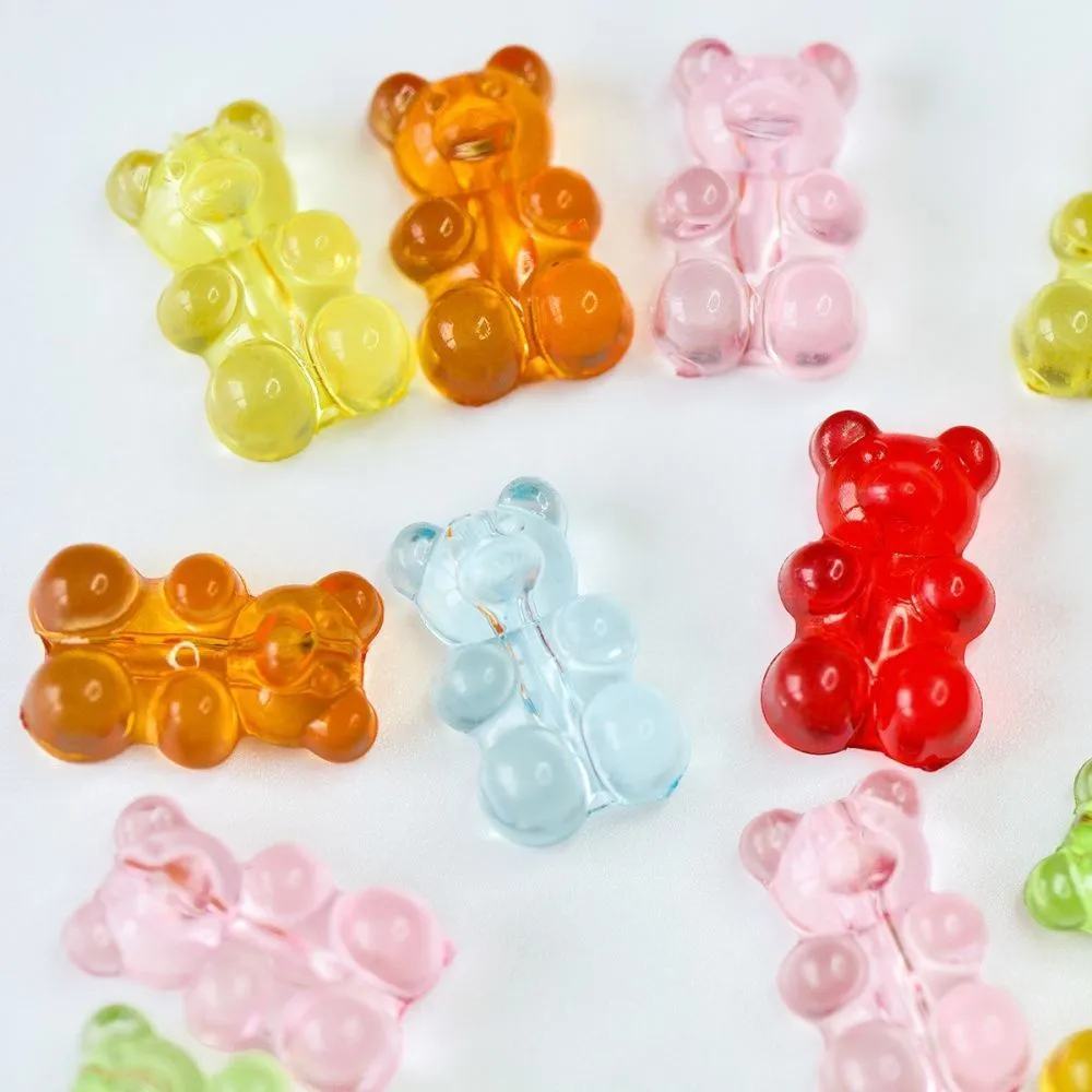 бусина, акрил, "медвежата-джелли",  мармеладные мишки,  прозрачный микс, 18x11x7 мм