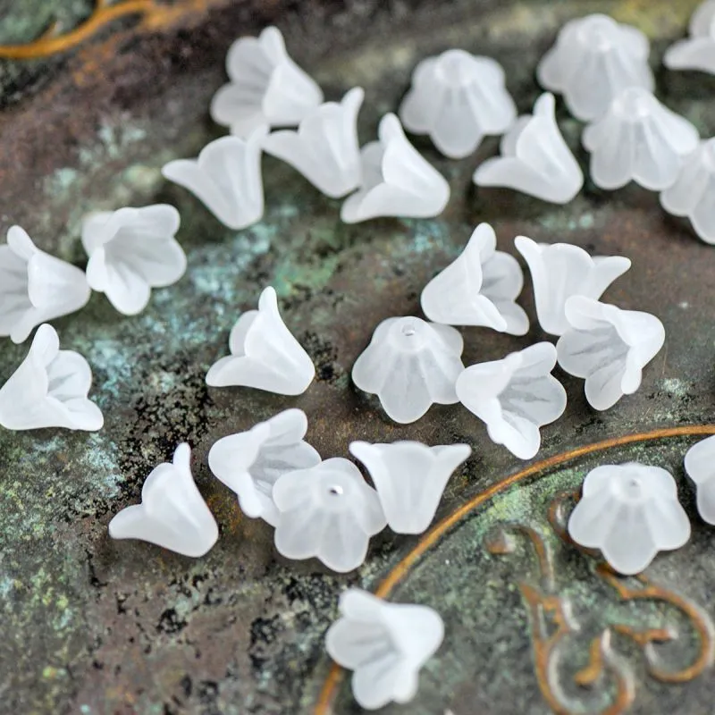 бусина, акрил "колокольчик", матовая, цвет белый, 14x10 мм