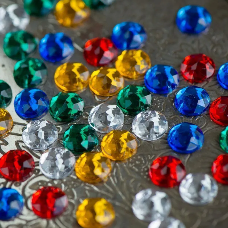 стразы пришивные "грани", акрил, круглые, цветовой микс, 10х4