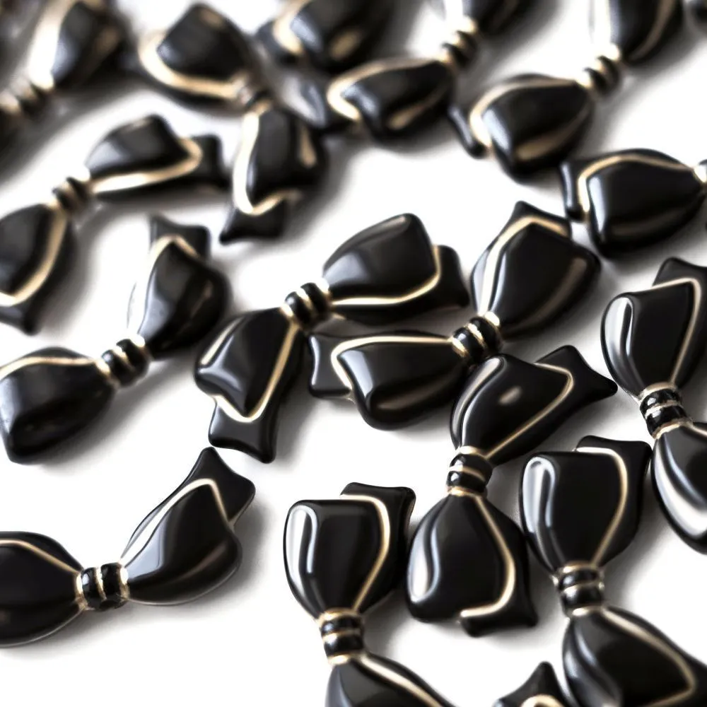 бусина, акрил "бантик-антик", цвет чёрный, 13.5x29x6 мм