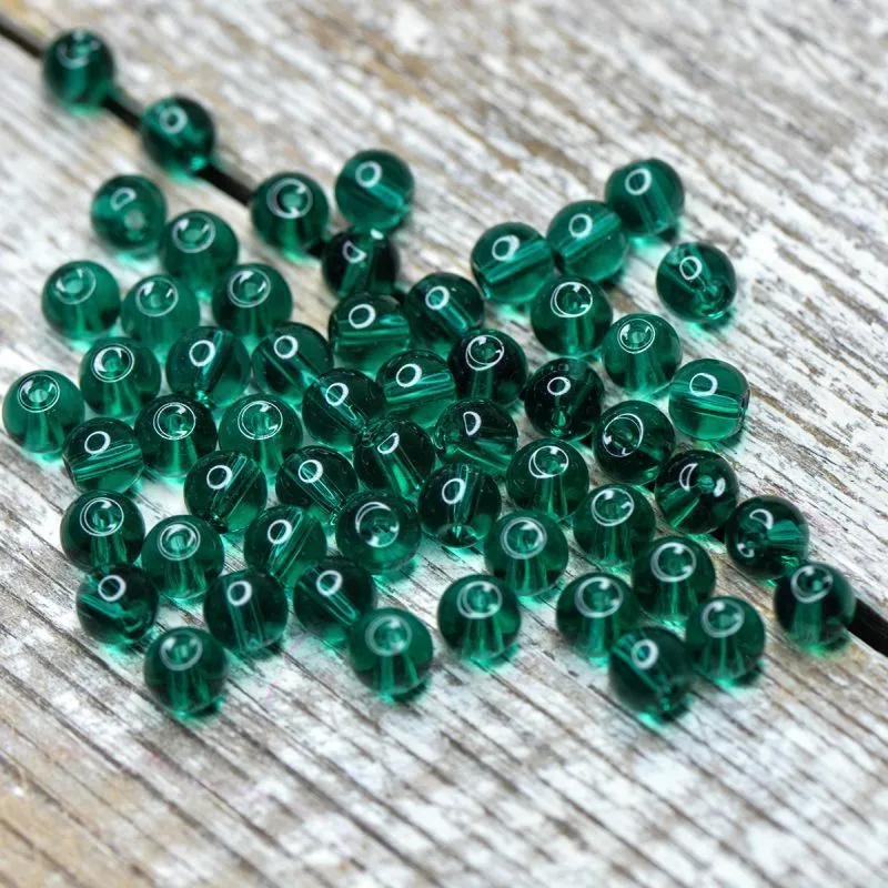 бусина, стекло 6, цвет морской волны, 6 мм