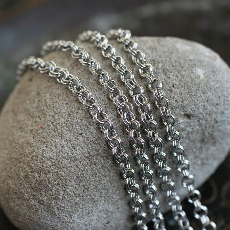 цепочка "дабл-ролл", цвет платина, звено 4x0.6 мм