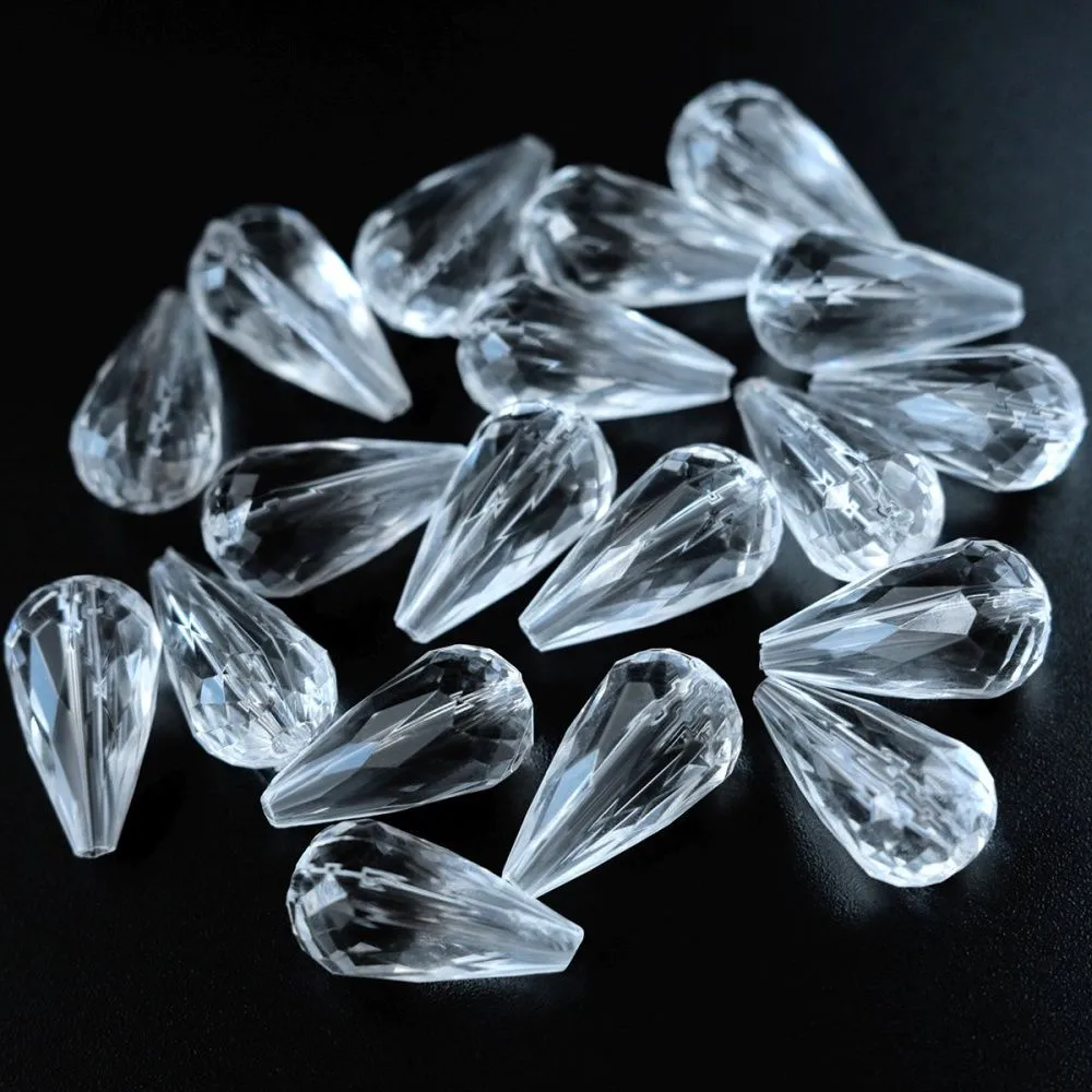 бусина капля граненая, акрил, цвет прозрачный, 21x11 мм