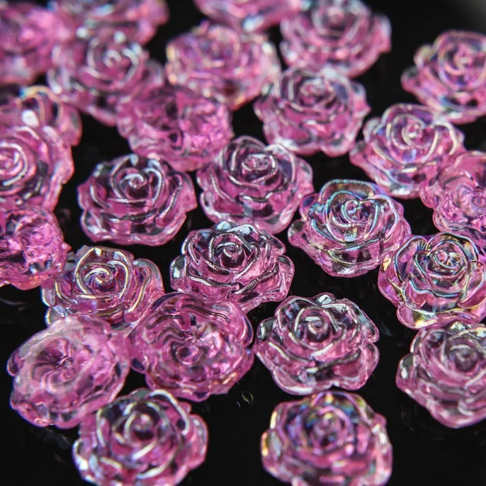 бусина-кабошон, акрил "роза", полупросверленная, цвет фуксия, 15x16x6.5 мм