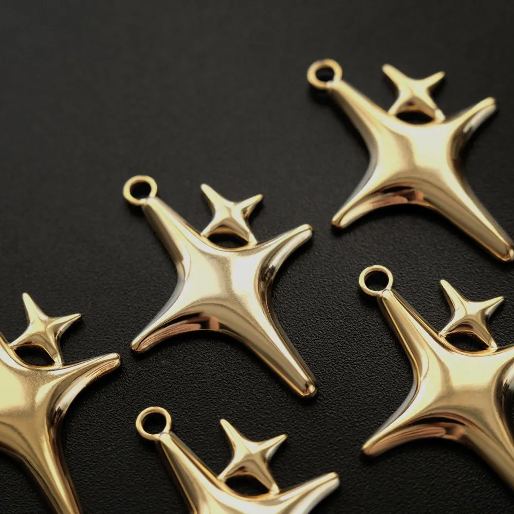 подвеска сталь "утренняя звезда", позолота, 36x26x3 мм