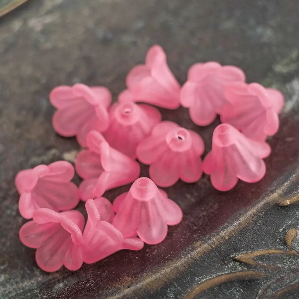 бусина, акрил "колокольчик", матовая, цвет розовый, 14x10 мм