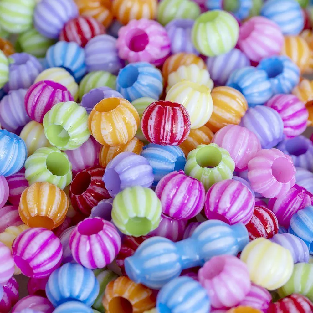 бусина, акрил "тыковка", цветовой микс, 10х8 мм