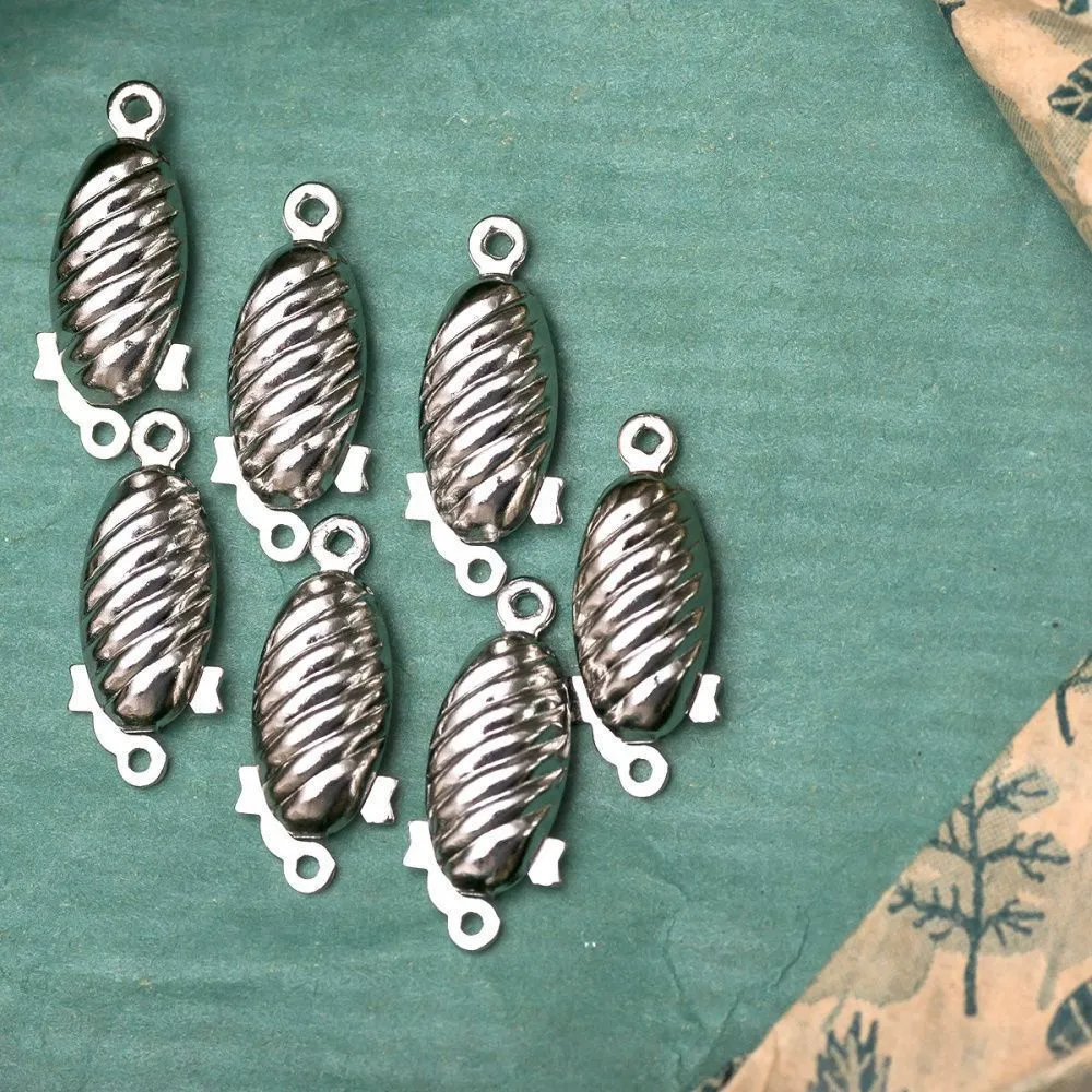 замочек-боб для жемчуга, цвет платина, 22x9x5 мм