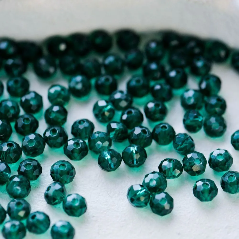 бусина, стекло абакус 6, граненая, цвет зеленый, 6х5 мм