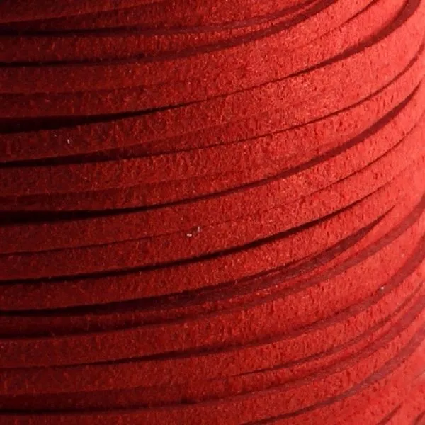 шнур из искусственной замши, красный, 3х1.5 мм