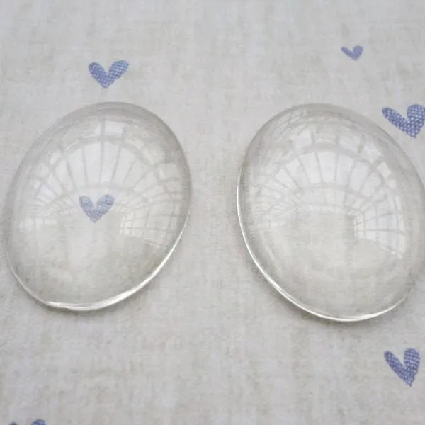 кабошон стеклянный, овальный, прозрачный, 20х30 мм