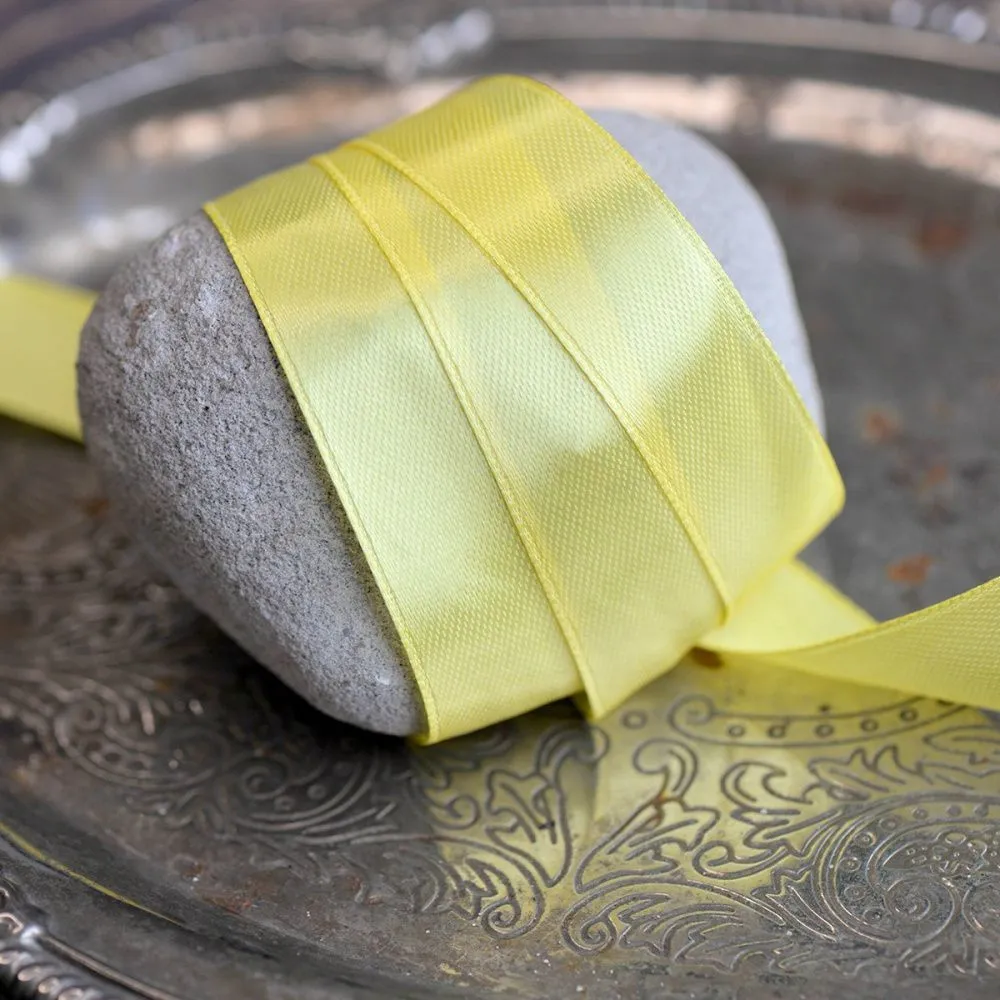 лента, атлас, цвет лимонный желтый, ширина 15 мм ленты