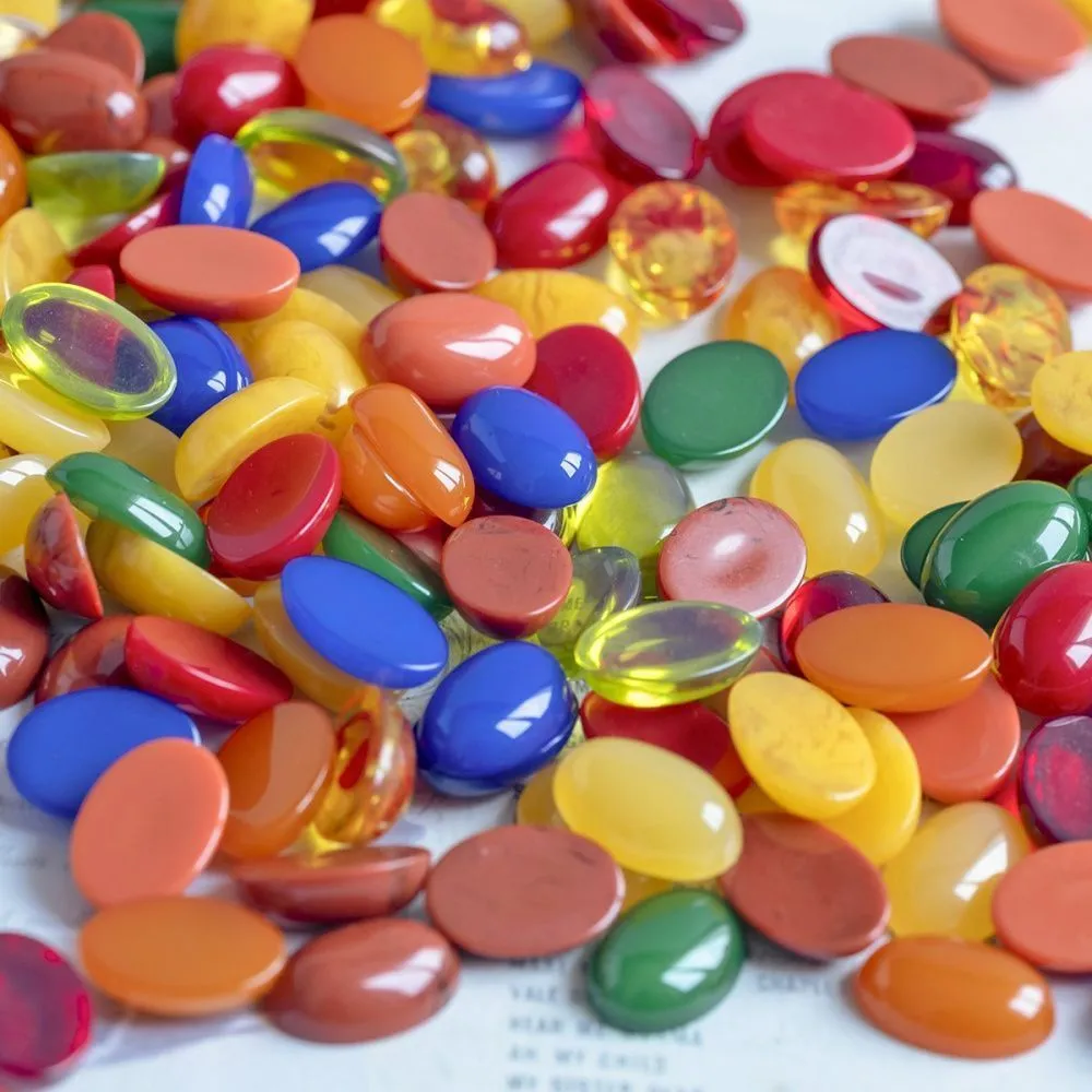 кабошон из смолы "джелли" овальный, цветовой микс, 14x10x4.5 мм