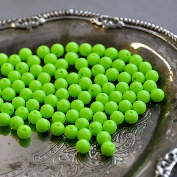 бусина, акрил 8, цвет лайма, 8 мм