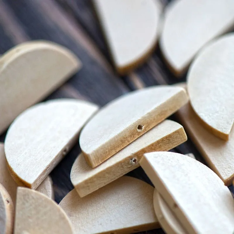 бусина дерево, полукруг, цвет натуральный, 30x15x5 мм