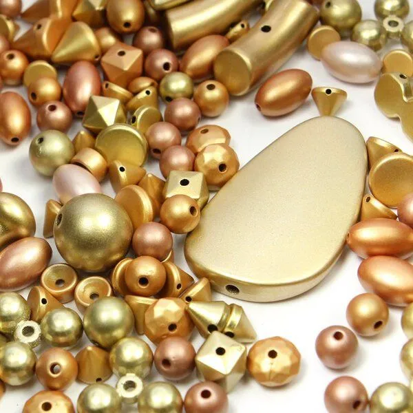 микс акриловый разной формы "матовое золото" (уп 20 г)