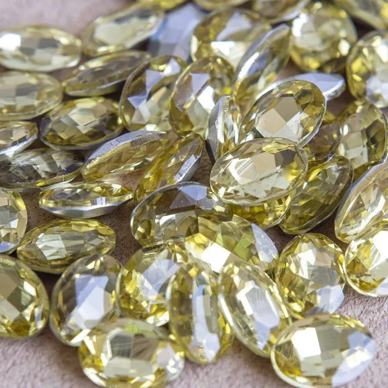 кабошон стекло кристалл, овальный, цвет jonquil, 14х10 мм