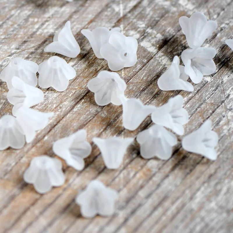 бусина, акрил "колокольчик", матовая, цвет белый, 14x10 мм