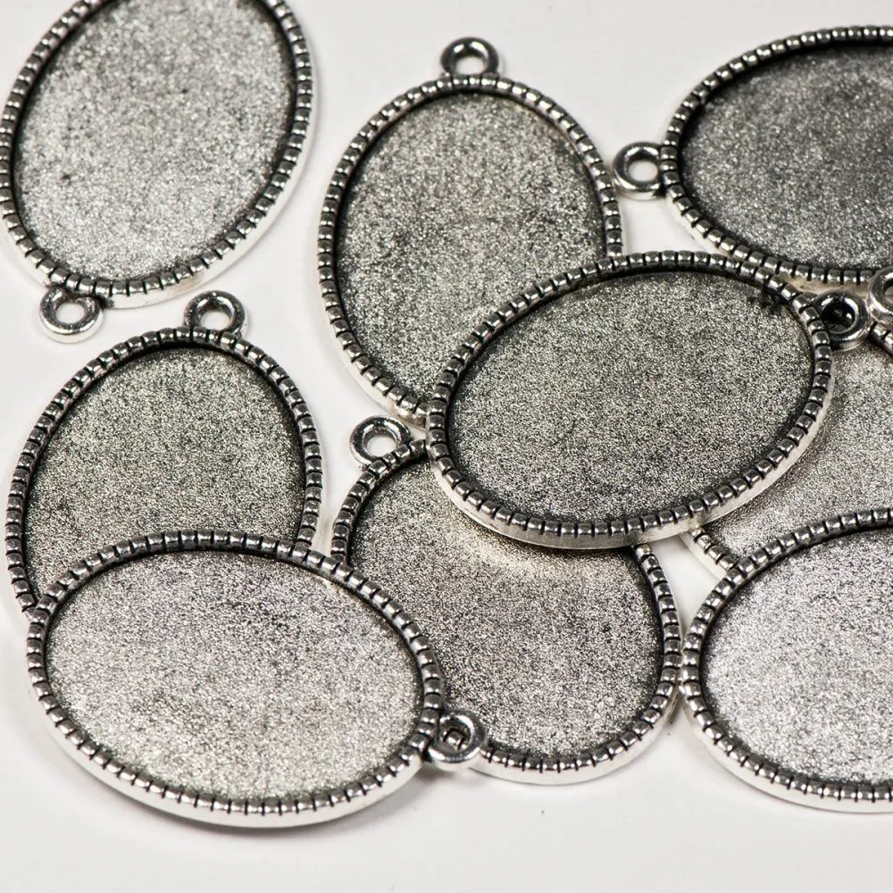 сеттинг овальный "симпл", цвет античное серебро, 31х21х2 мм